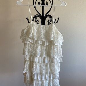 Bundle Zara White Tiered Lace & black shirt & jeans